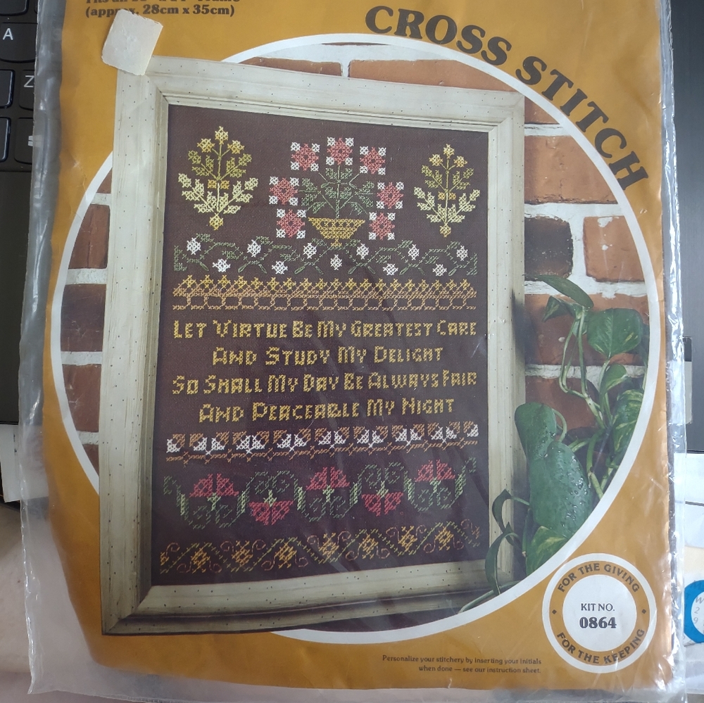 Paragon Needlecraft Cross Stitch Virtue Sampler Kit 0864 Brown Floral
